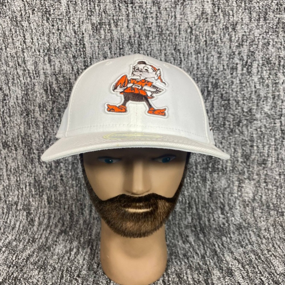 Cleveland Browns New Era 59FIFTY Low Profile Fitted Hat 7 1/4 Brownie Elf White